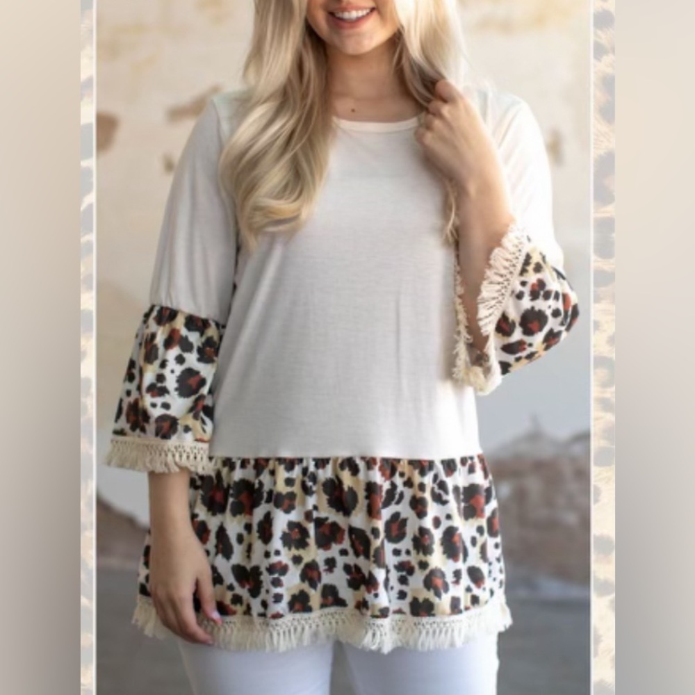 Brand New L&B Leopard Cream Top